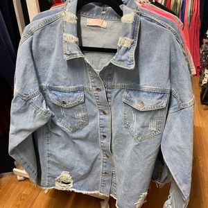 Distressed Blue Jean Jacket